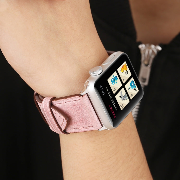 สำหรับ Apple Watch Series 8 & 7 41 มม. / SE 2 & 6 & SE & 5 & 4 40 มม. / 3 & 2 & 1 38 มม. สายนาฬิกาหนังแท้สไตล์สด, 38mm