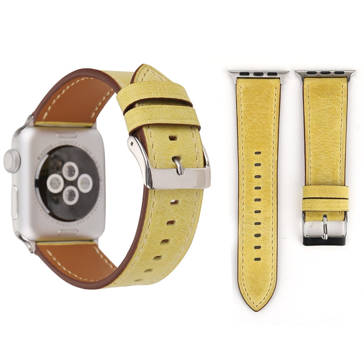 สำหรับ Apple Watch Series 8 & 7 41 มม. / SE 2 & 6 & SE & 5 & 4 40 มม. / 3 & 2 & 1 38 มม. สายนาฬิกาหนังแท้สไตล์สด, 38mm
