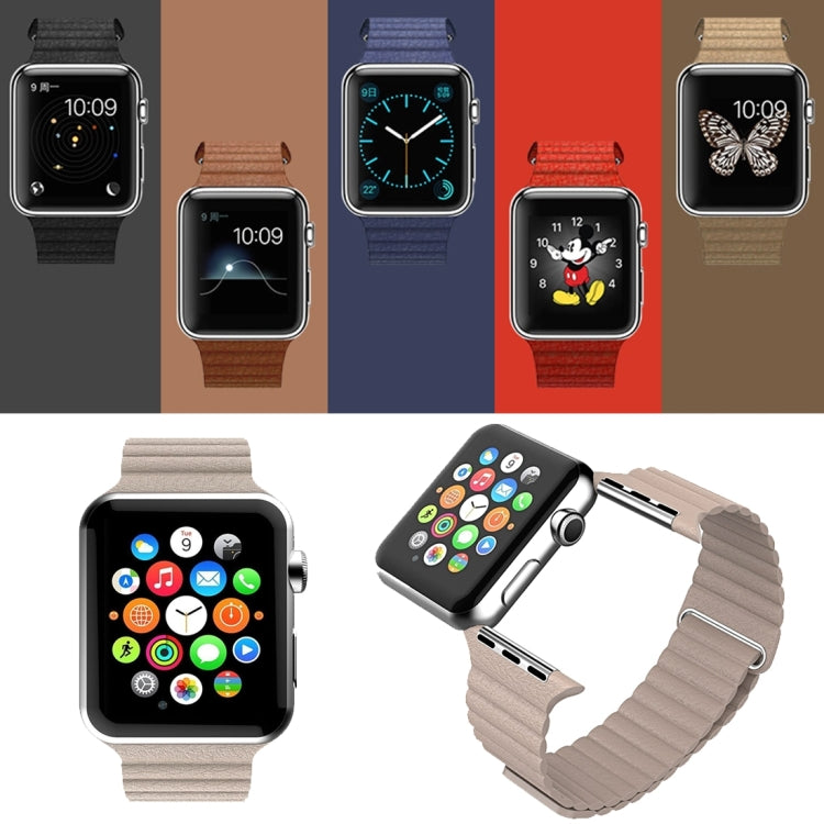 สำหรับ Apple Watch 38 มม. ห่วงแม่เหล็กปิดเข็มกลัดหนัง PU สายนาฬิกา