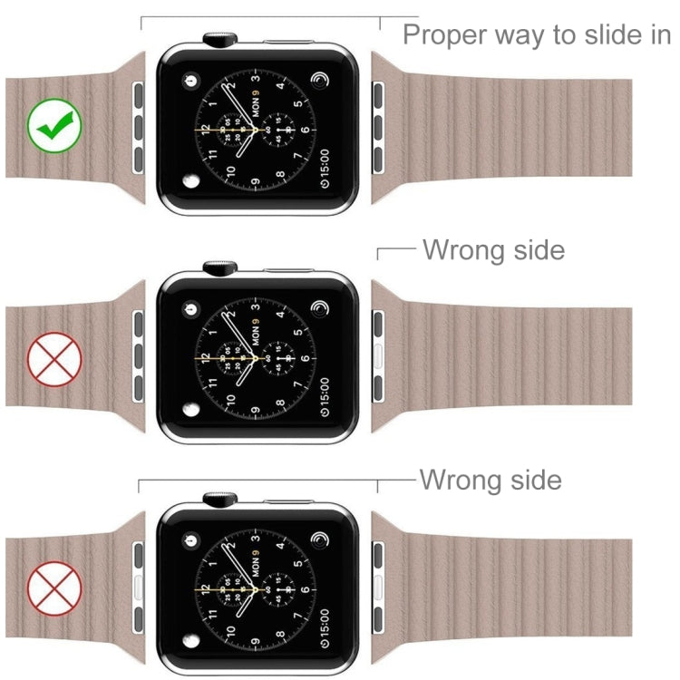 สำหรับ Apple Watch 38 มม. ห่วงแม่เหล็กปิดเข็มกลัดหนัง PU สายนาฬิกา
