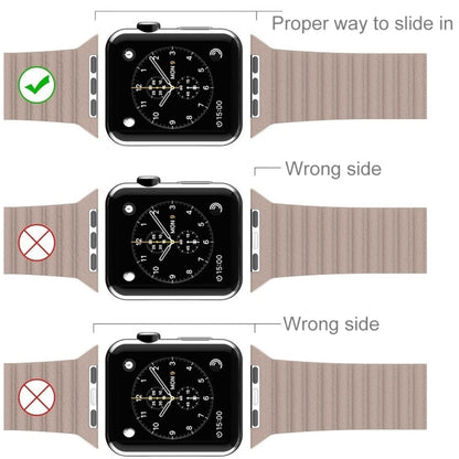 สำหรับ Apple Watch 42 มม. ห่วงแม่เหล็กปิดเข็มกลัดหนัง PU สายนาฬิกา