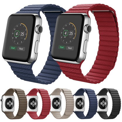 สำหรับ Apple Watch 42 มม. ห่วงแม่เหล็กปิดเข็มกลัดหนัง PU สายนาฬิกา