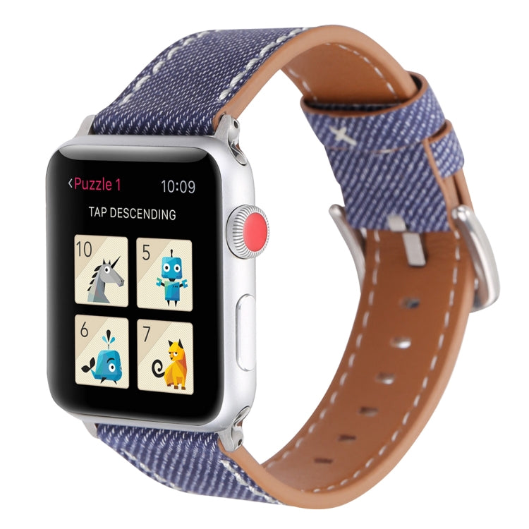 สำหรับ Apple Watch Series 8 & 7 41 มม./SE 2 & 6 & SE & 5 & 4 40 มม./3 & 2 & 1 38 มม.แฟชั่นเรียบง่ายของแท้หนังคาวบอยรูปแบบนาฬิกา, 38mm