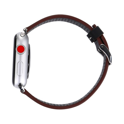สำหรับ Apple Watch Ultra 49 มม./Series 8 & 7 45 มม./SE 2 & 6 & SE & 5 & 4 44 มม./3 & 2 & 1 42 มม.แฟชั่นของแท้หนัง Hole รูปแบบสายนาฬิกา, 42mm