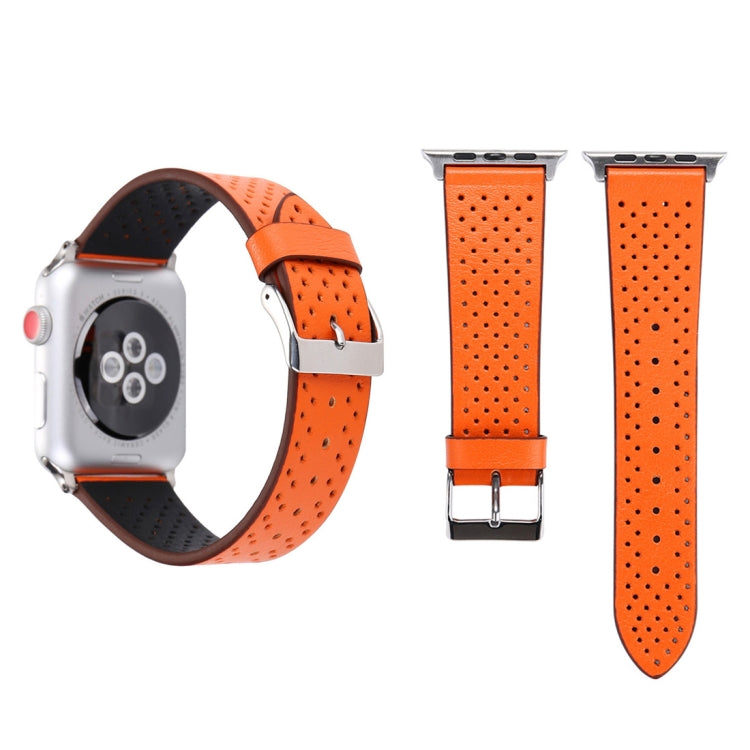 สำหรับ Apple Watch Ultra 49 มม./Series 8 & 7 45 มม./SE 2 & 6 & SE & 5 & 4 44 มม./3 & 2 & 1 42 มม.แฟชั่นของแท้หนัง Hole รูปแบบสายนาฬิกา, 42mm