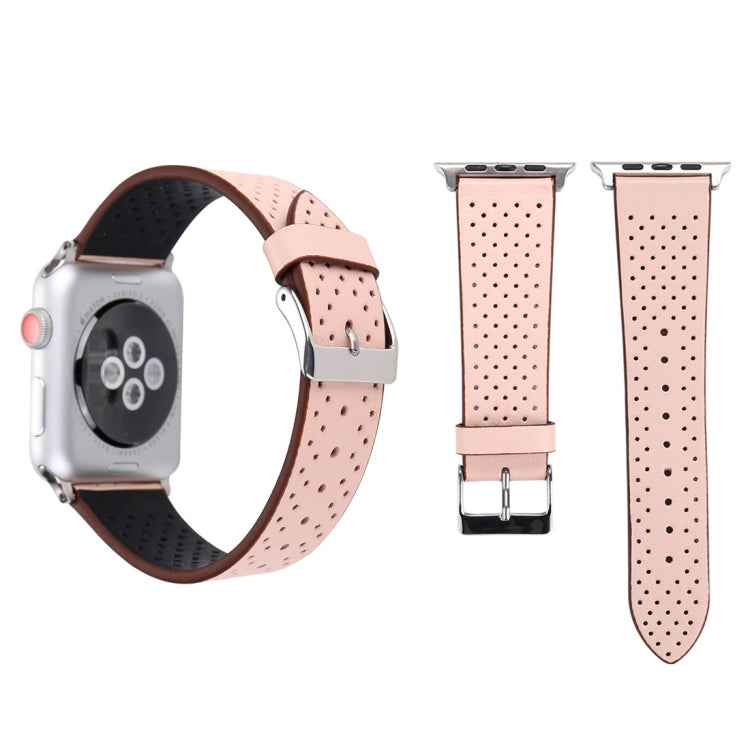 สำหรับ Apple Watch Ultra 49 มม./Series 8 & 7 45 มม./SE 2 & 6 & SE & 5 & 4 44 มม./3 & 2 & 1 42 มม.แฟชั่นของแท้หนัง Hole รูปแบบสายนาฬิกา, 42mm