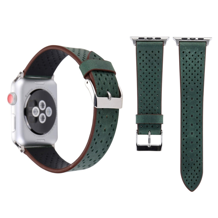 สำหรับ Apple Watch Ultra 49 มม./Series 8 & 7 45 มม./SE 2 & 6 & SE & 5 & 4 44 มม./3 & 2 & 1 42 มม.แฟชั่นของแท้หนัง Hole รูปแบบสายนาฬิกา, 42mm
