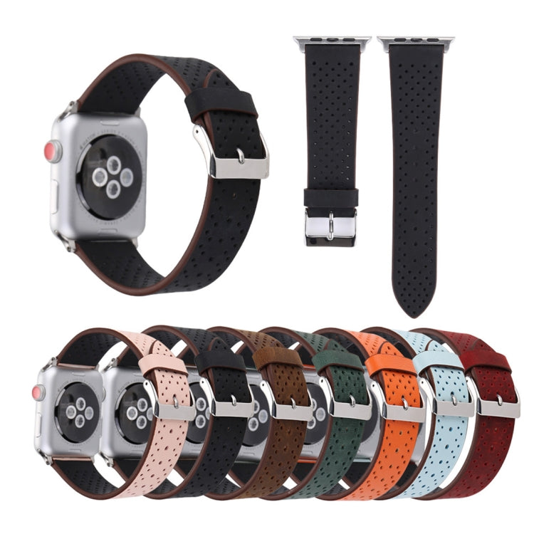 สำหรับ Apple Watch Ultra 49 มม./Series 8 & 7 45 มม./SE 2 & 6 & SE & 5 & 4 44 มม./3 & 2 & 1 42 มม.แฟชั่นของแท้หนัง Hole รูปแบบสายนาฬิกา, 42mm