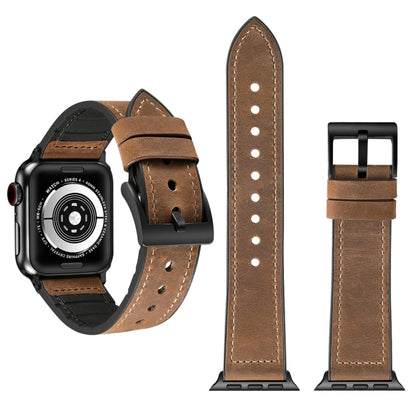 พื้นผิวม้าบ้า TPU + สายนาฬิกาสแตนเลสสำหรับ Apple Watch Series 7 41mm / 6 & SE & 5 & 4 40mm / 3 & 2 & 1 38mm, 40mm