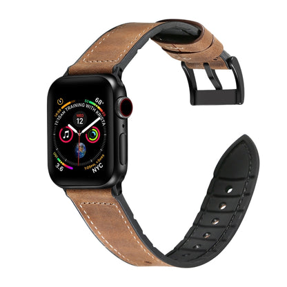 พื้นผิวม้าบ้า TPU + สายนาฬิกาสแตนเลสสำหรับ Apple Watch Series 7 41mm / 6 & SE & 5 & 4 40mm / 3 & 2 & 1 38mm, 40mm
