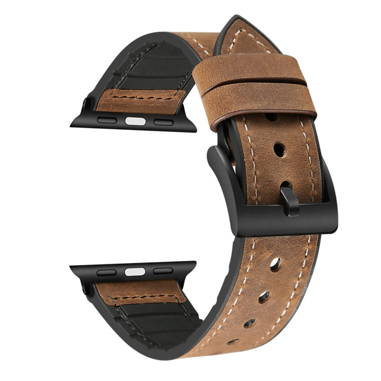พื้นผิวม้าบ้า TPU + สายนาฬิกาสแตนเลสสำหรับ Apple Watch Series 7 41mm / 6 & SE & 5 & 4 40mm / 3 & 2 & 1 38mm, 40mm