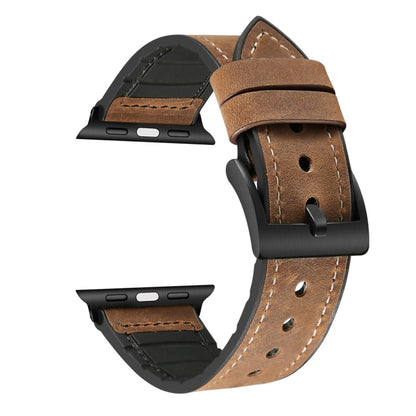 พื้นผิวม้าบ้า TPU + สายนาฬิกาสแตนเลสสำหรับ Apple Watch Series 7 41mm / 6 & SE & 5 & 4 40mm / 3 & 2 & 1 38mm, 40mm
