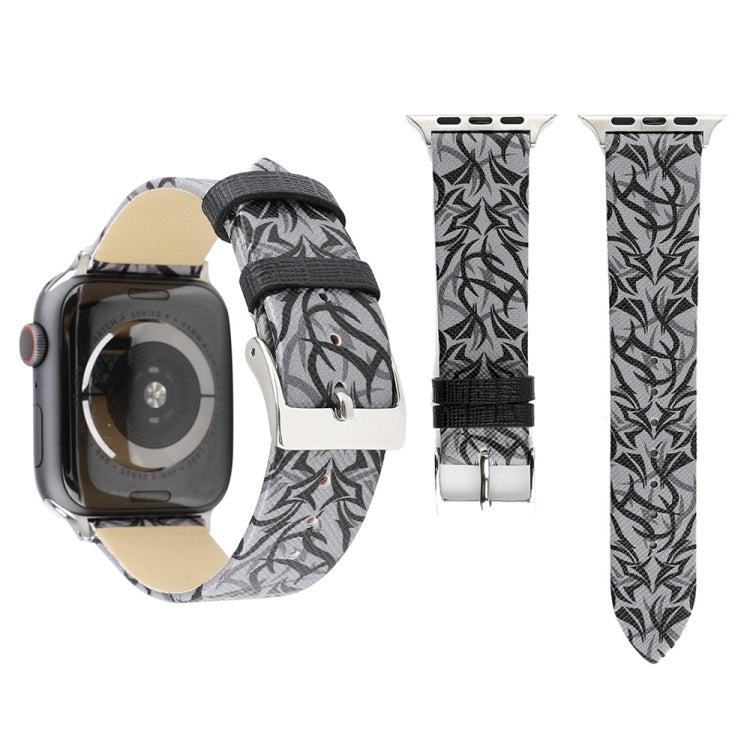 Thorns พิมพ์สายนาฬิกาหนังแท้สำหรับ Apple Watch Ultra 49mm / Series 8&7 45mm / SE 2&6&SE&5&4 44mm / 3&2&1 42mm, 44mm