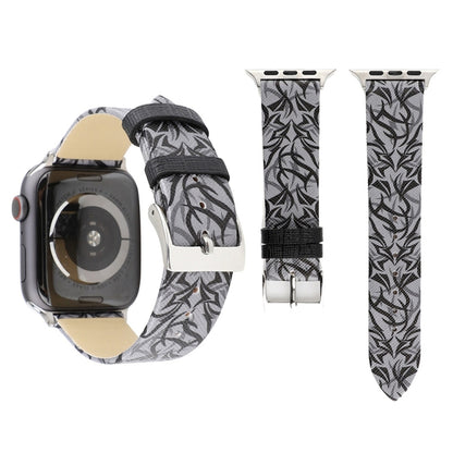Thorns พิมพ์สายนาฬิกาหนังแท้สำหรับ Apple Watch Ultra 49mm / Series 8&7 45mm / SE 2&6&SE&5&4 44mm / 3&2&1 42mm, 44mm