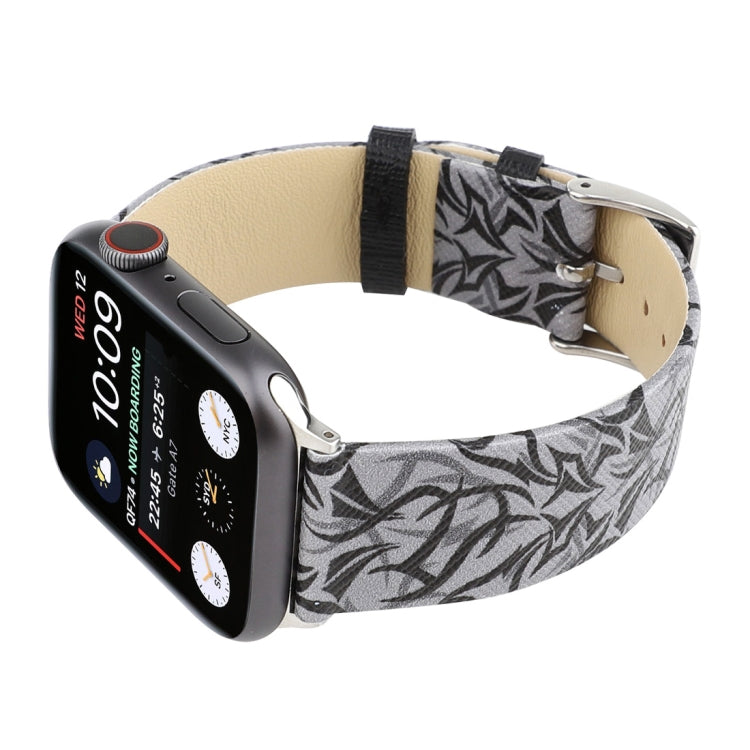 Thorns พิมพ์สายนาฬิกาหนังแท้สำหรับ Apple Watch Ultra 49mm / Series 8&7 45mm / SE 2&6&SE&5&4 44mm / 3&2&1 42mm, 44mm