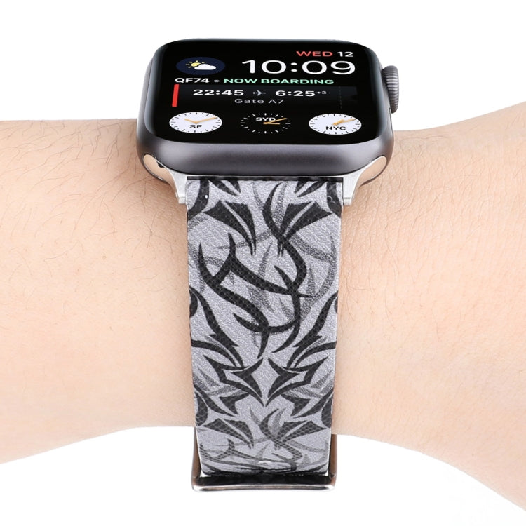 Thorns พิมพ์สายนาฬิกาหนังแท้สำหรับ Apple Watch Ultra 49mm / Series 8&7 45mm / SE 2&6&SE&5&4 44mm / 3&2&1 42mm, 44mm