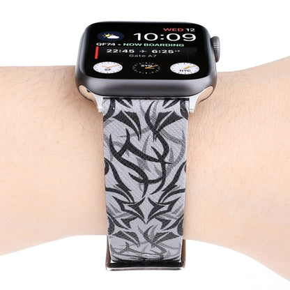 Thorns พิมพ์สายนาฬิกาหนังแท้สำหรับ Apple Watch Ultra 49mm / Series 8&7 45mm / SE 2&6&SE&5&4 44mm / 3&2&1 42mm, 44mm