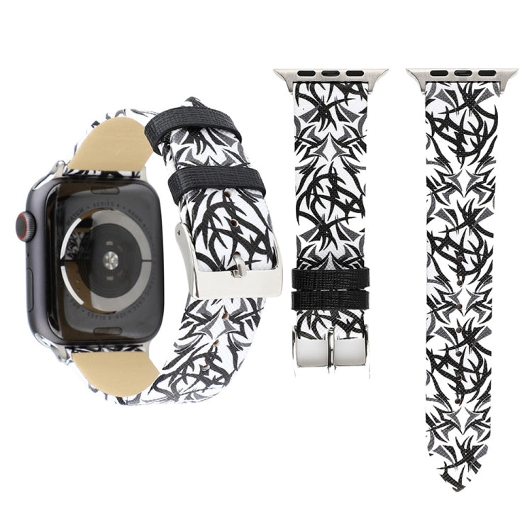 Thorns พิมพ์สายนาฬิกาหนังแท้สำหรับ Apple Watch Ultra 49mm / Series 8&7 45mm / SE 2&6&SE&5&4 44mm / 3&2&1 42mm, 44mm