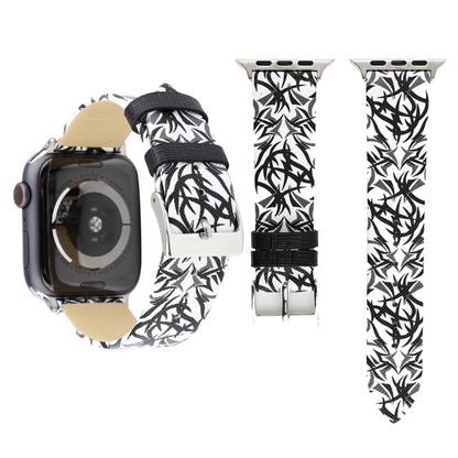 Thorns พิมพ์สายนาฬิกาหนังแท้สำหรับ Apple Watch Ultra 49mm / Series 8&7 45mm / SE 2&6&SE&5&4 44mm / 3&2&1 42mm, 44mm