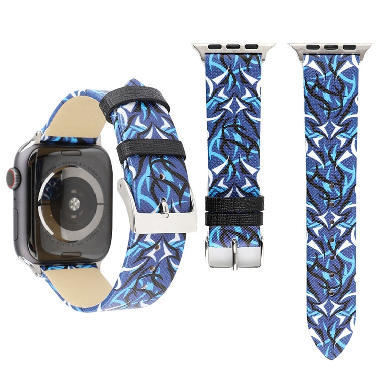Thorns พิมพ์สายนาฬิกาหนังแท้สำหรับ Apple Watch Ultra 49mm / Series 8&7 45mm / SE 2&6&SE&5&4 44mm / 3&2&1 42mm, 44mm