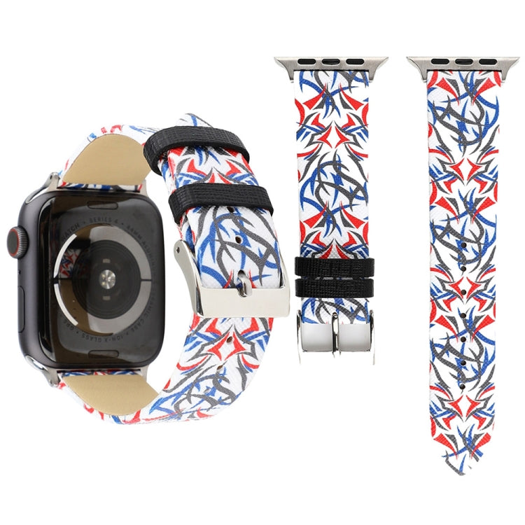 Thorns พิมพ์สายนาฬิกาหนังแท้สำหรับ Apple Watch Ultra 49mm / Series 8&7 45mm / SE 2&6&SE&5&4 44mm / 3&2&1 42mm, 44mm