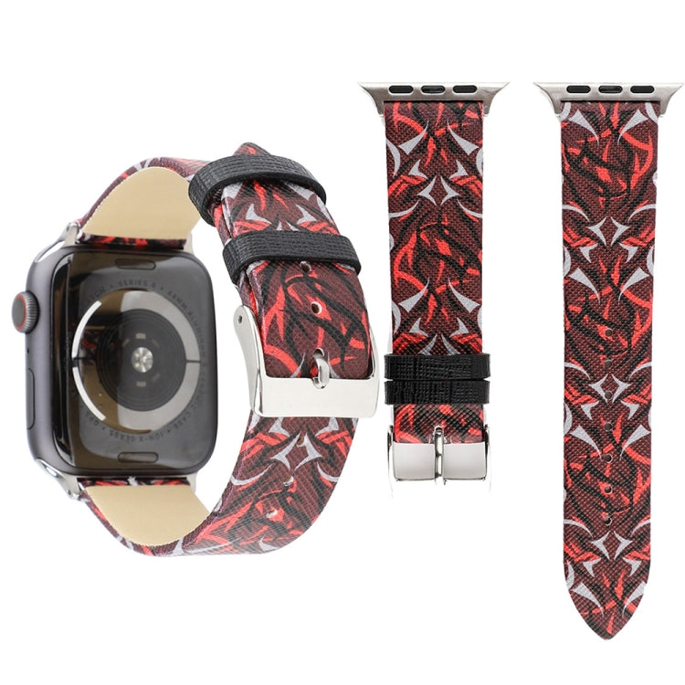 Thorns พิมพ์สายนาฬิกาหนังแท้สำหรับ Apple Watch Ultra 49mm / Series 8&7 45mm / SE 2&6&SE&5&4 44mm / 3&2&1 42mm, 44mm