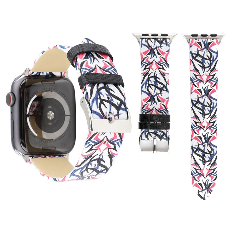Thorns พิมพ์สายนาฬิกาหนังแท้สำหรับ Apple Watch Ultra 49mm / Series 8&7 45mm / SE 2&6&SE&5&4 44mm / 3&2&1 42mm, 44mm
