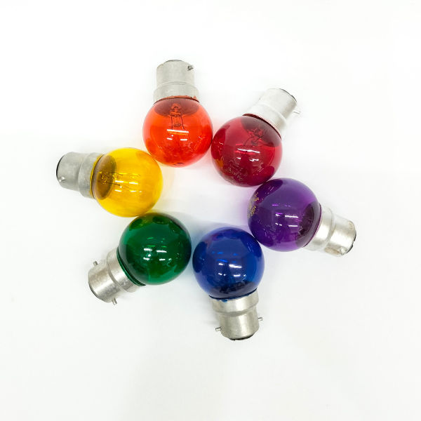 [แพ็ค 10 ดวง ] หลอดปิงปองสี 3-5W ขั้ว B22 หลอดไฟ หลอดไส้ขั้วเขี้ยว ไฟสี ไฟประดับ ยี่ห้อ DAI-ICHI (ไดอิชิ) (สีน้ำเงิน)