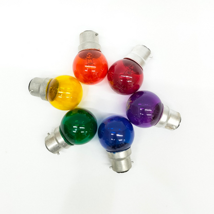 [แพ็ค 10 ดวง ] หลอดปิงปองสี 3-5W ขั้ว B22 หลอดไฟ หลอดไส้ขั้วเขี้ยว ไฟสี ไฟประดับ ยี่ห้อ DAI-ICHI (ไดอิชิ) (สีน้ำเงิน)
