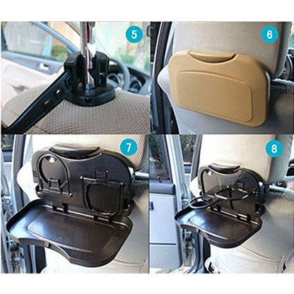 พับรถออโต้เบาะหลังโต๊ะเครื่องดื่มอาหารถ้วยที่วางถาดยืนโต๊ะ, Gray, Beige