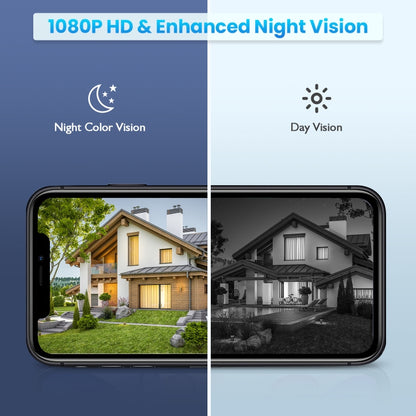 T16 1080P Full HD กล้อง WiFi พลังงานแสงอาทิตย์, รองรับสัญญาณเตือน PIR, การมองเห็นตอนกลางคืน, เสียงสองทาง, การ์ด TF, WiFi