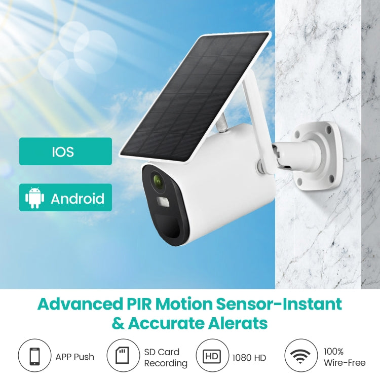 T20 1080P Full HD กล้อง WiFi พลังงานแสงอาทิตย์, รองรับการตรวจจับการเคลื่อนไหว, Night Vision, เสียงสองทาง, การ์ด TF, WiFi