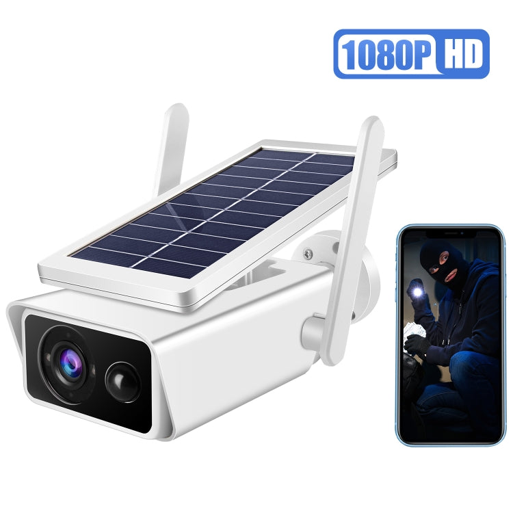T13-2 1080P HD กล้องรักษาความปลอดภัย WiFi 2.4GHz พลังงานแสงอาทิตย์พร้อมแบตเตอรี่รองรับการตรวจจับการเคลื่อนไหวการมองเห็นตอนกลางคืนเสียงสองทางการ์ด TF, T13-2 with Battery
