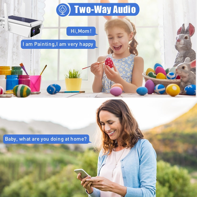 T13-2 1080P HD กล้องรักษาความปลอดภัย WiFi 2.4GHz พลังงานแสงอาทิตย์พร้อมแบตเตอรี่รองรับการตรวจจับการเคลื่อนไหวการมองเห็นตอนกลางคืนเสียงสองทางการ์ด TF, T13-2 with Battery