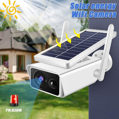 T13-2 1080P HD กล้องรักษาความปลอดภัย WiFi 2.4GHz พลังงานแสงอาทิตย์พร้อมแบตเตอรี่รองรับการตรวจจับการเคลื่อนไหวการมองเห็นตอนกลางคืนเสียงสองทางการ์ด TF, T13-2 with Battery