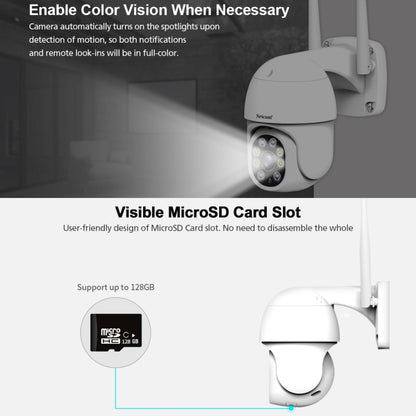 Sricam SP028 1080P HD กล้อง PTZ กลางแจ้ง, รองรับเสียงสองทาง / การตรวจจับการเคลื่อนไหว / การตรวจจับแบบ Humanoid / สี Night Vision / การ์ด TF, ปลั๊กของสหรัฐฯ, SP028 AU Plug, SP028 EU Plug, SP028 UK Plug, SP028 US Plug