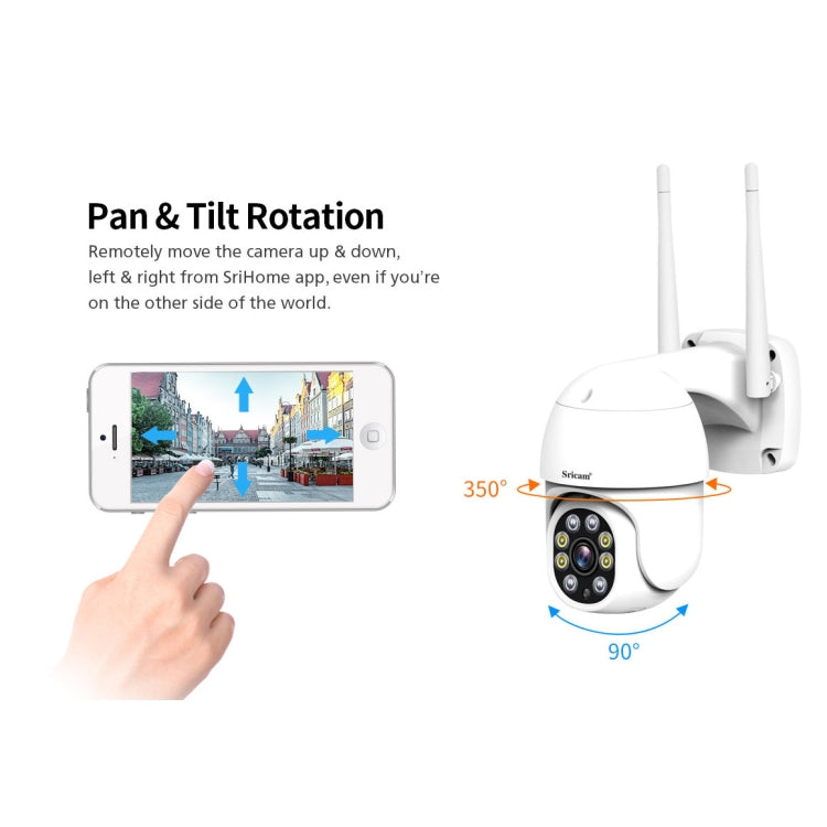 Sricam SP028 1080P HD กล้อง PTZ กลางแจ้ง, รองรับเสียงสองทาง / การตรวจจับการเคลื่อนไหว / การตรวจจับแบบ Humanoid / สี Night Vision / การ์ด TF, ปลั๊กของสหรัฐฯ, SP028 AU Plug, SP028 EU Plug, SP028 UK Plug, SP028 US Plug