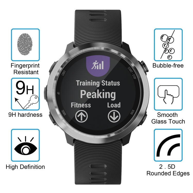 2 PCS ENKAY Hat-Prince สำหรับผู้เบิกทาง Garmin 645 0.2mm 9H ความแข็งพื้นผิว 2.15D ขอบโค้งกระจกนิรภัยป้องกันหน้าจอ