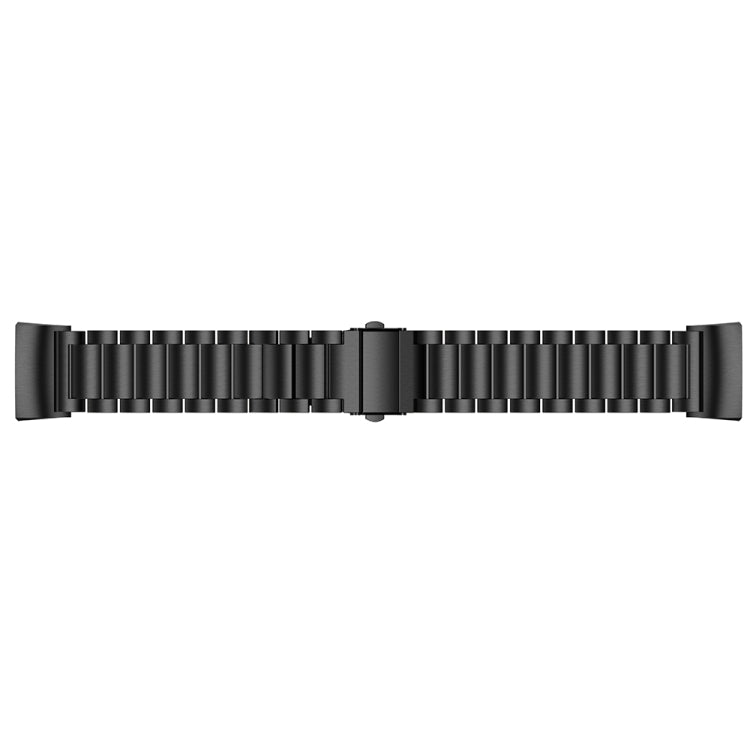 สายนาฬิกาสแตนเลสแบบแข็งสามเม็ดหนังสติ๊กหัวเข็มขัดสำหรับ Fitbit Charge 3