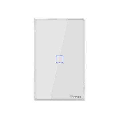 Sonoff T2 Touch 120 มม. แผงกระจกนิรภัยสวิตช์ผนังไฟบ้านอัจฉริยะสวิตช์สัมผัสเข้ากันได้กับ Alexa และ Google Home, AC 100 V-240 V, US Plug, 120mm/ 1 US Plug