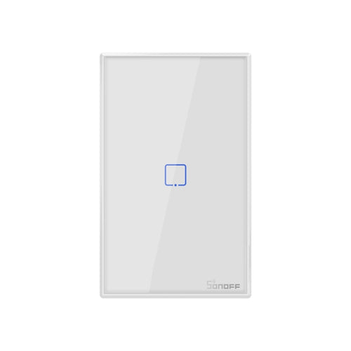 Sonoff T2 Touch 120 มม. แผงกระจกนิรภัยสวิตช์ผนังไฟบ้านอัจฉริยะสวิตช์สัมผัสเข้ากันได้กับ Alexa และ Google Home, AC 100 V-240 V, US Plug, 120mm/ 1 US Plug