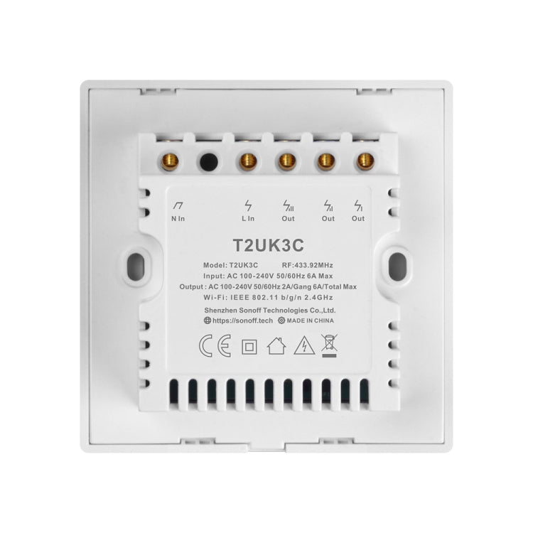 Sonoff T2 Touch 86 มม. แผงกระจกนิรภัยสวิตช์ผนังไฟบ้านอัจฉริยะสวิตช์สัมผัสเข้ากันได้กับ Alexa และ Google Home, AC 100 V-240 V, UK Plug, 86mm/ 1 UK Plug