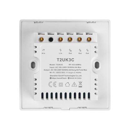 Sonoff T2 Touch 86 มม. แผงกระจกนิรภัยสวิตช์ผนังไฟบ้านอัจฉริยะสวิตช์สัมผัสเข้ากันได้กับ Alexa และ Google Home, AC 100 V-240 V, UK Plug, 86mm/ 1 UK Plug