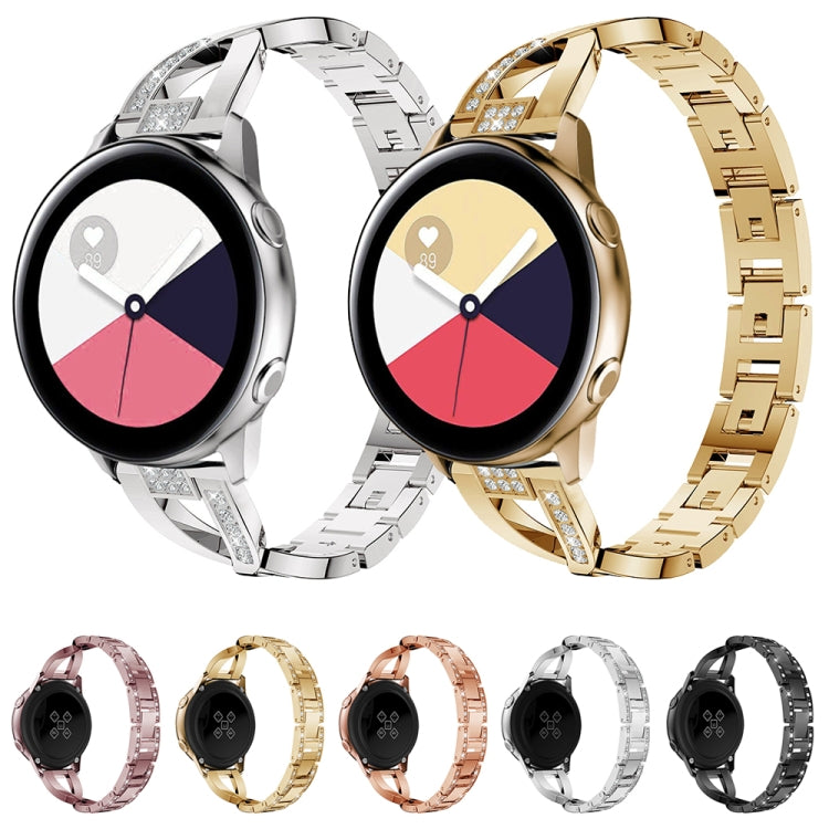 สายนาฬิกาสแตนเลสรูปเพชรรูปตัว X สำหรับ Galaxy Watch Active 20mm