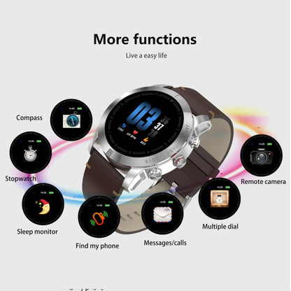 DTNO.1 S10 1.3 นิ้วหน้าจอสี TFT สร้อยข้อมืออัจฉริยะ IP68 กันน้ำ, สายนาฬิกาหนัง, รองรับการแจ้งเตือนการโทร / การตรวจสอบอัตราการเต้นของหัวใจ / การตรวจสอบการนอนหลับ / โหมดมัลติสปอร์ต
