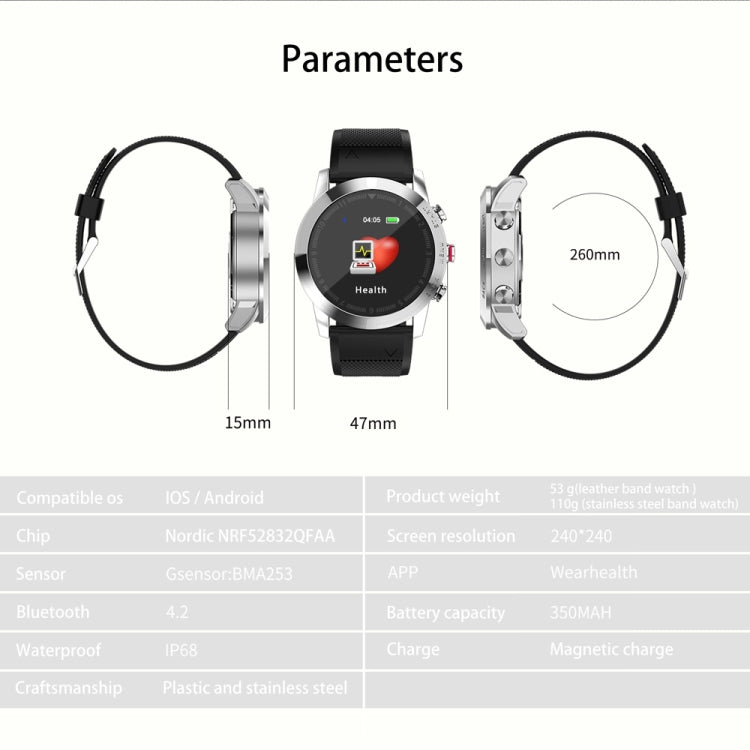 DTNO.1 S10 1.3 นิ้วหน้าจอสี TFT สร้อยข้อมืออัจฉริยะ IP68 กันน้ำ, สายนาฬิกาซิลิโคน, รองรับการแจ้งเตือนการโทร / การตรวจสอบอัตราการเต้นของหัวใจ / การตรวจสอบการนอนหลับ / โหมดมัลติสปอร์ต