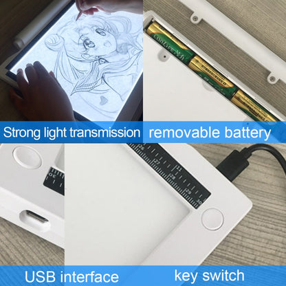 A4-19 6.5W สามระดับของความสว่างหรี่แสงได้ A4 LED วาดแผ่นแสง Sketchpad พร้อมสาย USB