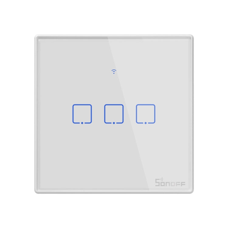 Sonoff T2 Touch 86 มม. แผงกระจกนิรภัยสวิตช์ผนังไฟบ้านอัจฉริยะสวิตช์สัมผัส, ใช้งานร่วมกับ Alexa และ Google Home, AC 100 V - 240 V, ปลั๊ก EU, 86mm/ 3 EU Plug