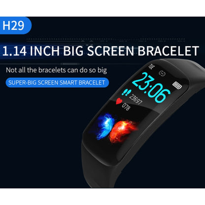 H29 1.14 นิ้วหน้าจอสี IPS สร้อยข้อมือสมาร์ทกันน้ำ IP67 รองรับการนับขั้นตอน / เตือนการโทร / การตรวจสอบอัตราการเต้นของหัวใจ / การตรวจสอบการนอนหลับ