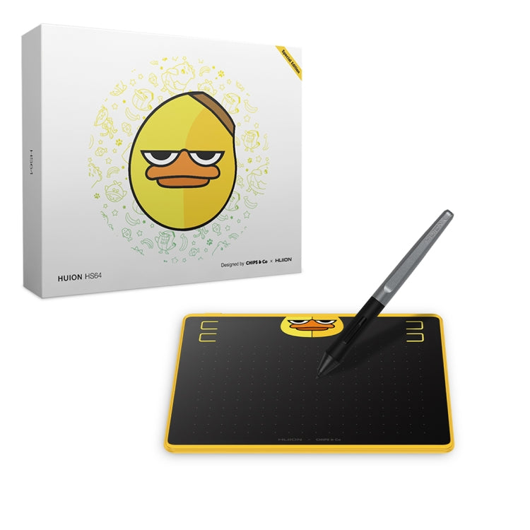 HUION HS64 Chips Special Edition 5080 LPI แท็บเล็ตการวาดภาพศิลปะพร้อมปากกาไร้แบตเตอรี่เพื่อความสนุกสนาน, HS64